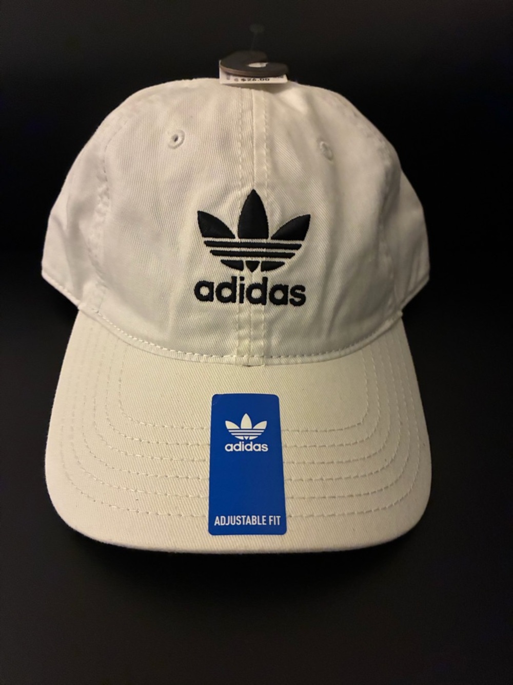 adidas White Baseball Cap with Black Trefoil Logo